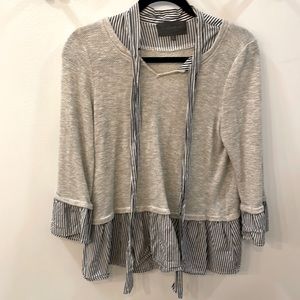 Sunday in Brooklyn Peplum Sweater, Gray and Pinstripe, Small